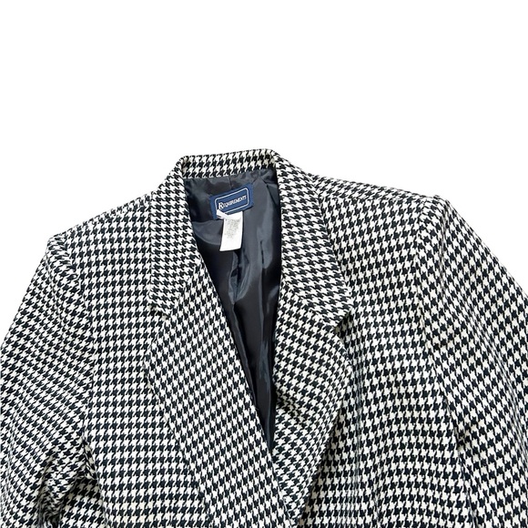 Vintage 1980s Requirements Black White Houndstooth Wool Blend Lined Blazer Sz 12 - Picture 7 of 12